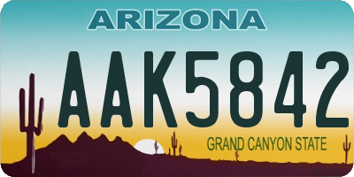 AZ license plate AAK5842