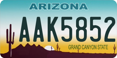 AZ license plate AAK5852