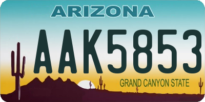 AZ license plate AAK5853