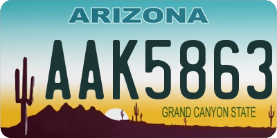 AZ license plate AAK5863