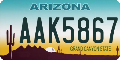 AZ license plate AAK5867