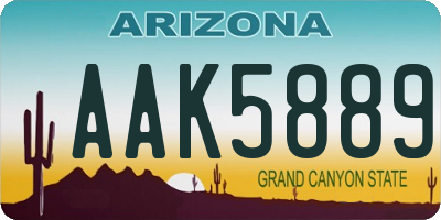 AZ license plate AAK5889