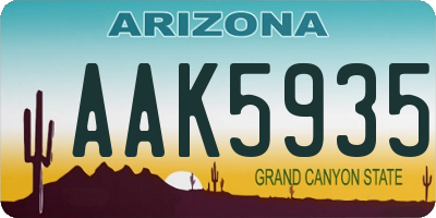 AZ license plate AAK5935