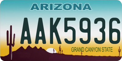 AZ license plate AAK5936