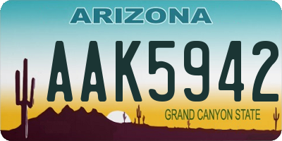 AZ license plate AAK5942