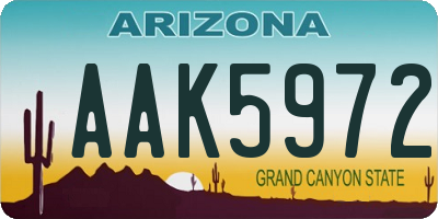 AZ license plate AAK5972