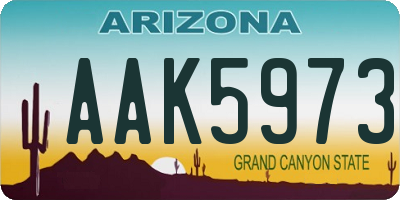 AZ license plate AAK5973