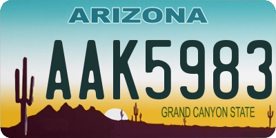 AZ license plate AAK5983