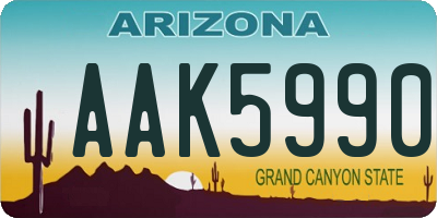 AZ license plate AAK5990