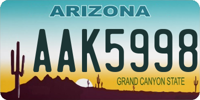 AZ license plate AAK5998