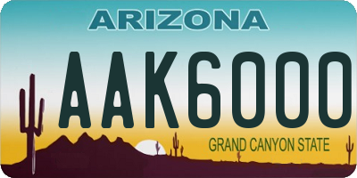 AZ license plate AAK6000