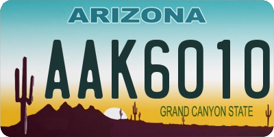 AZ license plate AAK6010