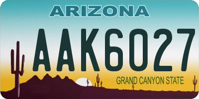 AZ license plate AAK6027