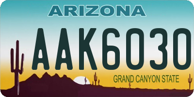 AZ license plate AAK6030