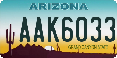 AZ license plate AAK6033