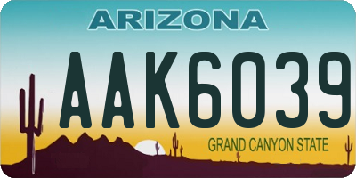 AZ license plate AAK6039