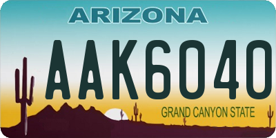 AZ license plate AAK6040