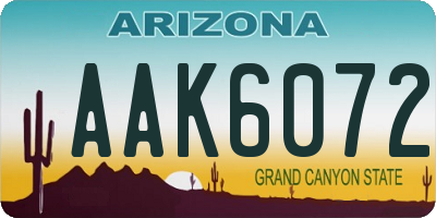 AZ license plate AAK6072