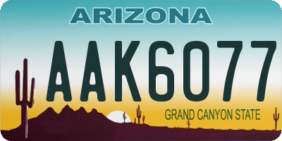 AZ license plate AAK6077