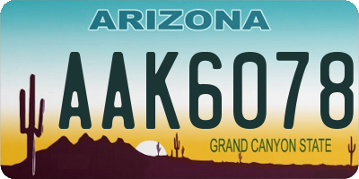 AZ license plate AAK6078