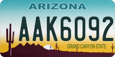 AZ license plate AAK6092
