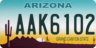 AZ license plate AAK6102