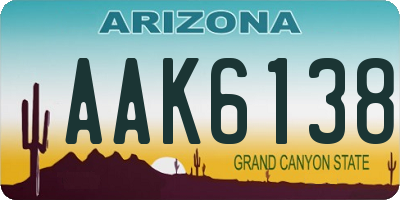 AZ license plate AAK6138