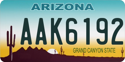 AZ license plate AAK6192