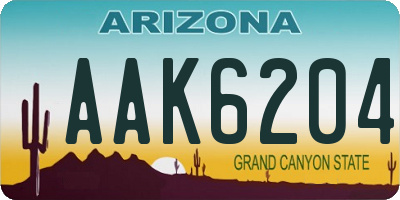 AZ license plate AAK6204