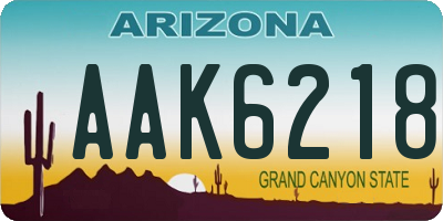 AZ license plate AAK6218