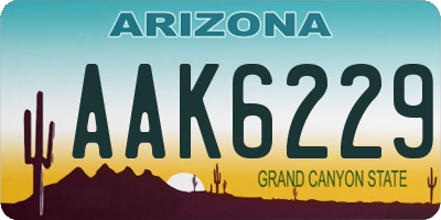 AZ license plate AAK6229
