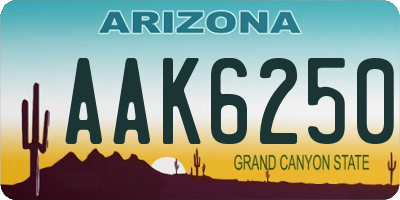 AZ license plate AAK6250