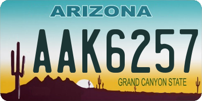 AZ license plate AAK6257