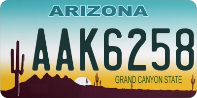 AZ license plate AAK6258