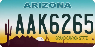 AZ license plate AAK6265