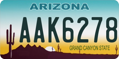 AZ license plate AAK6278