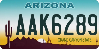 AZ license plate AAK6289