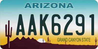 AZ license plate AAK6291