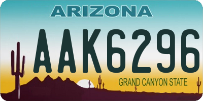 AZ license plate AAK6296