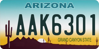 AZ license plate AAK6301