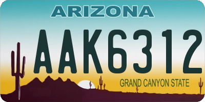 AZ license plate AAK6312
