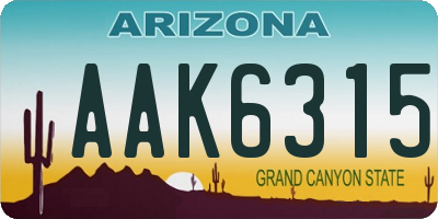 AZ license plate AAK6315