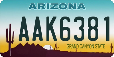 AZ license plate AAK6381