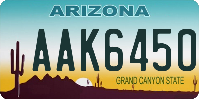 AZ license plate AAK6450
