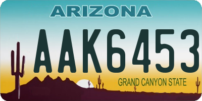 AZ license plate AAK6453