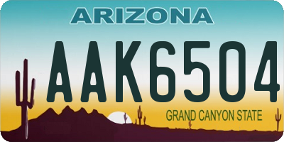 AZ license plate AAK6504