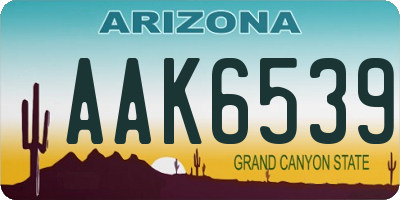 AZ license plate AAK6539