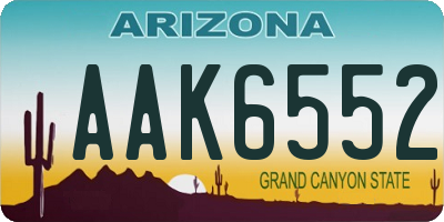 AZ license plate AAK6552