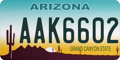AZ license plate AAK6602