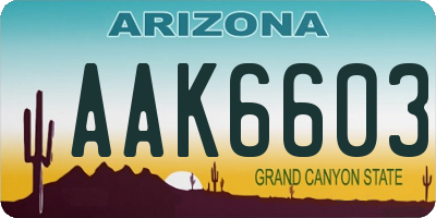 AZ license plate AAK6603
